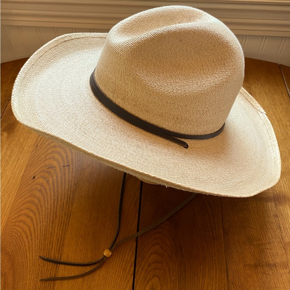 Men’s Stetson Cowboy Hat - Tan Palm Leaf Straw